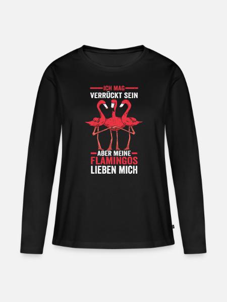 Lustige Sprüche Flamingo - Frauen Premium Bio Langarmshirt - Schwarz