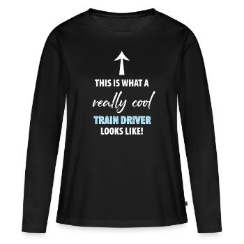Train train train conducteurs de train - T-shirt manches longues Premium bio Femme - noir - Devant - Julia (174cm)