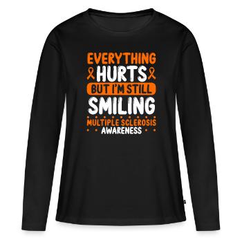 Multiple Sclerosis Awareness Orange Ribbon Warrior - Frauen Premium Bio Langarmshirt - Schwarz - Vorne - Julia (174cm)