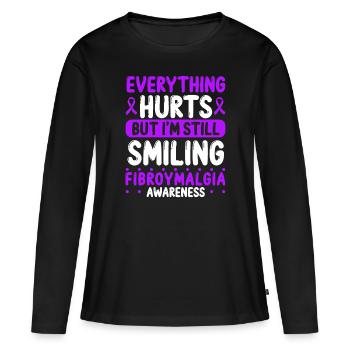 Fibromyalgia Awareness Purple Ribbon Warrior - Women's Premium Organic Long Sleeve Shirt - black - Front - Julia (174cm)