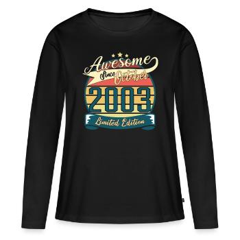 Geschenkidee Oktober 2003 Retro - Frauen Premium Bio Langarmshirt - Schwarz - Vorne - Julia (174cm)
