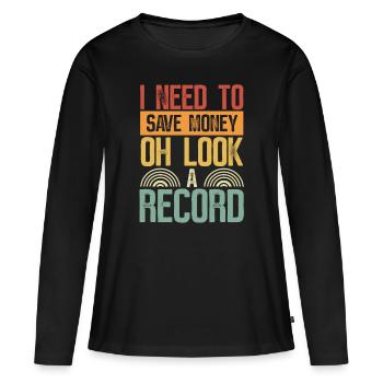 Vinyl Vintage Record Collector Vinyl Records - Frauen Premium Bio Langarmshirt - Schwarz - Vorne - Julia (174cm)