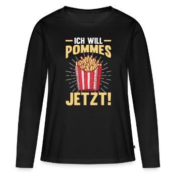 Ich will Pommes - Frauen Premium Bio Langarmshirt - Schwarz - Vorne - Julia (174cm)