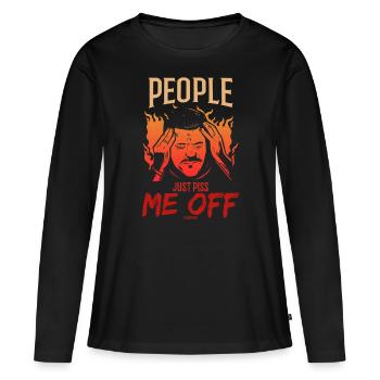 People Just Piss Me Off - T-shirt manches longues Premium bio Femme - noir - Devant - Julia (174cm)