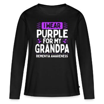 Dementia Awareness Purple Ribbon Grandfather - T-shirt manches longues Premium bio Femme - noir - Devant - Julia (174cm)