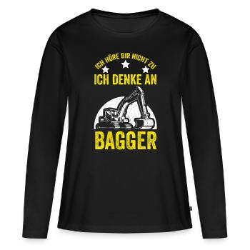 Baggern Baggerfahrer Bagger - Frauen Premium Bio Langarmshirt - Schwarz - Vorne - Julia (174cm)