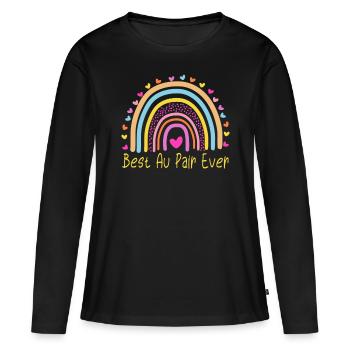Meilleur Au pair Ever Nanny Rainbow - T-shirt manches longues Premium bio Femme - noir - Devant - Julia (174cm)