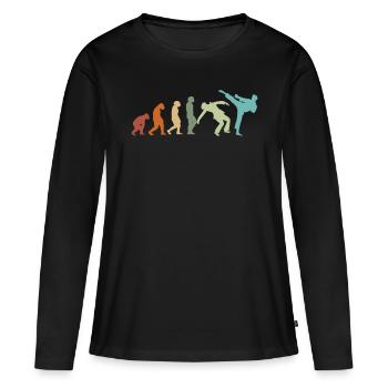 Karate Taekwondo Aikido Ju-Jutsu Kung-Fu Evolution - Frauen Premium Bio Langarmshirt - Schwarz - Vorne - Julia (174cm)