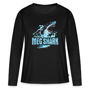 Megalodon Hai Shirtpour Hai Fan - T-shirt manches longues Premium bio Femme - noir - Devant - Julia (174cm)