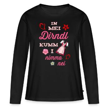 In mei Dirndl kumm i nima nei Ersatz Tracht - Frauen Premium Bio Langarmshirt - Schwarz - Vorne - Julia (174cm)