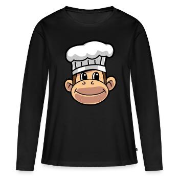 Cuisinier Cuisinier Singe Hobby Chef Art culinaire Cuisine - T-shirt manches longues Premium bio Femme - noir - Devant - Julia (174cm)