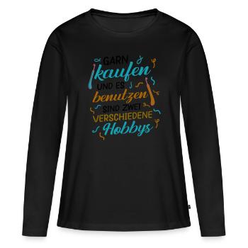 Toller häkeln Spruch, Stricken Geschenk - Frauen Premium Bio Langarmshirt - Schwarz - Vorne - Julia (174cm)