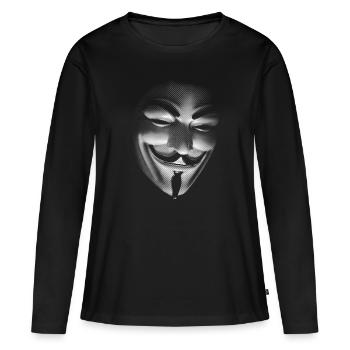 Masque de Guy Fawke - T-shirt manches longues Premium bio Femme - noir - Devant - Julia (174cm)