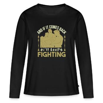 Motivation du cancer du sein - T-shirt manches longues Premium bio Femme - noir - Devant - Julia (174cm)