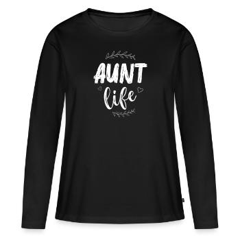 Tante Tante drôle de vie de tante - T-shirt manches longues Premium bio Femme - noir - Devant - Julia (174cm)