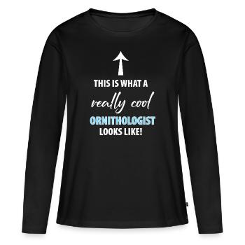 Observation des oiseaux Oiseaux Observation des oiseaux Oiseaux - T-shirt manches longues Premium bio Femme - noir - Devant - Julia (174cm)