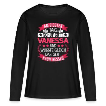 Vanessa Name Vorname Namenstag Namensgeschenk - Frauen Premium Bio Langarmshirt - Schwarz - Vorne - Julia (174cm)