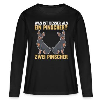 Zwei Pinscher Hund Pinscher - Frauen Premium Bio Langarmshirt - Schwarz - Vorne - Julia (174cm)