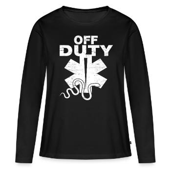 Off Duty Sanitäter Rettungsdienst - Frauen Premium Bio Langarmshirt - Schwarz - Vorne - Julia (174cm)