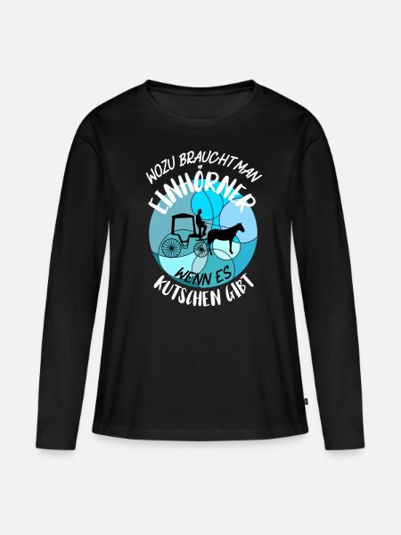Kutscher Kutsche Pferdekutscher Kutschieren - Frauen Premium Bio Langarmshirt - Schwarz