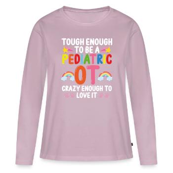 Ergothérapeute Assistante - T-shirt manches longues Premium bio Femme - rose poudré - Devant - Julia (174cm)