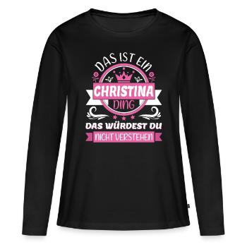 Christina Name Vorname Namenstag Namensgeschenk - Frauen Premium Bio Langarmshirt - Schwarz - Vorne - Julia (174cm)