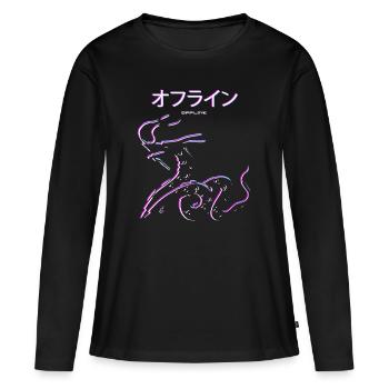 Drache Offline japon Dragon Vaporwave Esthétique - T-shirt manches longues Premium bio Femme - noir - Devant - Julia (174cm)