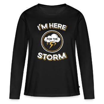 Storm Chasing Je suis là pour la tempête - T-shirt manches longues Premium bio Femme - noir - Devant - Julia (174cm)