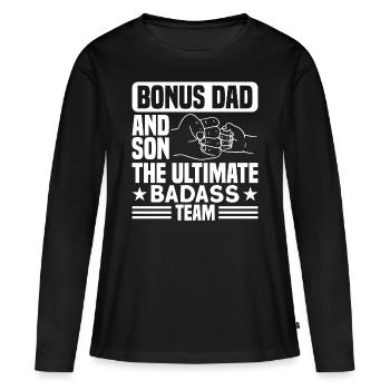 Beau-père Bonus Papa Bonus Père Cadeau - T-shirt manches longues Premium bio Femme - noir - Devant - Julia (174cm)