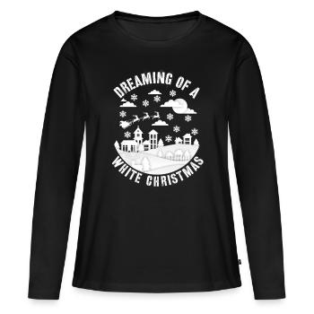Joyeux Noël, Joyeux Noël, Joyeux Noël - T-shirt manches longues Premium bio Femme - noir - Devant - Julia (174cm)