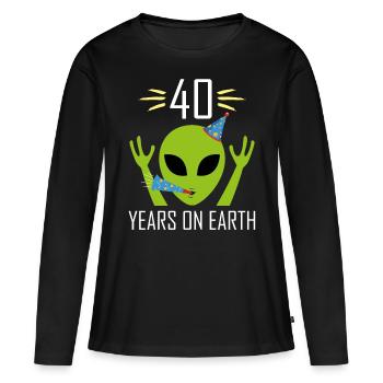 40 Jahre Geburtstag Frauen Männer Alien Ufo Lustig - Frauen Premium Bio Langarmshirt - Schwarz - Vorne - Julia (174cm)