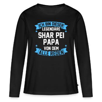 Shar Peipapa Shar Pei Papa - Frauen Premium Bio Langarmshirt - Schwarz - Vorne - Julia (174cm)