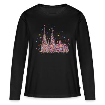 Köln Dom Karneval Konfetti Fasching Geschenk - Frauen Premium Bio Langarmshirt - Schwarz - Vorne - Julia (174cm)
