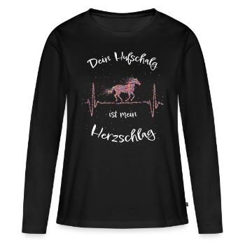 Pferd Reiten Hufschlag Pferdespruch Geschenk - Frauen Premium Bio Langarmshirt - Schwarz - Vorne - Julia (174cm)
