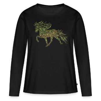 Isländer mit Punkten und Sternen - Frauen Premium Bio Langarmshirt - Schwarz - Vorne - Julia (174cm)