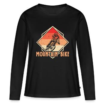 Mountainbike Fahrrad Mountainbike Mountainbiker - Frauen Premium Bio Langarmshirt - Schwarz - Vorne - Julia (174cm)