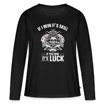 Poker Pokerface Pokertunier All In - T-shirt manches longues Premium bio Femme - noir - Devant - Julia (174cm)