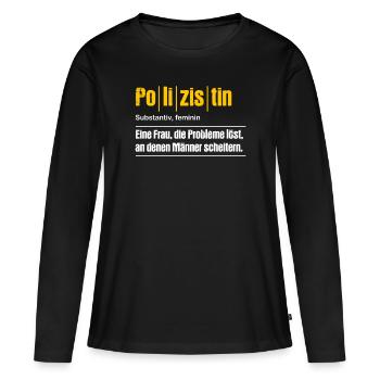 Polizistin Polizeibeamtin Polizei Polizeidienst - Frauen Premium Bio Langarmshirt - Schwarz - Vorne - Julia (174cm)