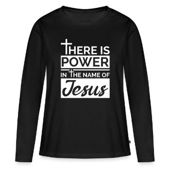 Jésus dit Jésus Jésus Croix Jésus Chemise - T-shirt manches longues Premium bio Femme - noir - Devant - Julia (174cm)