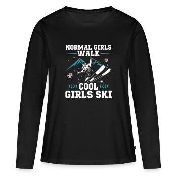 Ski - Frauen Premium Bio Langarmshirt - Schwarz - Vorne - Julia (174cm)
