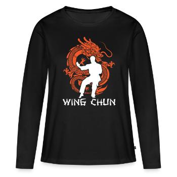 Wing Chun Drache Kämpfer - Frauen Premium Bio Langarmshirt - Schwarz - Vorne - Julia (174cm)