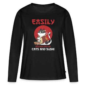 Sushi Roll Sushi - T-shirt manches longues Premium bio Femme - noir - Devant - Julia (174cm)