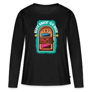 Heute knack' ich dich - Frauen Premium Bio Langarmshirt - Schwarz - Vorne - Julia (174cm)
