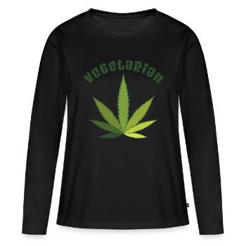 Hanf - Frauen Premium Bio Langarmshirt - Schwarz - Vorne - Julia (174cm)