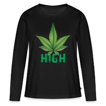 Hanf - Frauen Premium Bio Langarmshirt - Schwarz - Vorne - Julia (174cm)