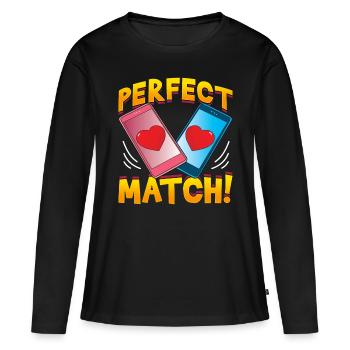 Perfect Match - Online Dating - Couple Matching - Women's Premium Organic Long Sleeve Shirt - black - Front - Julia (174cm)