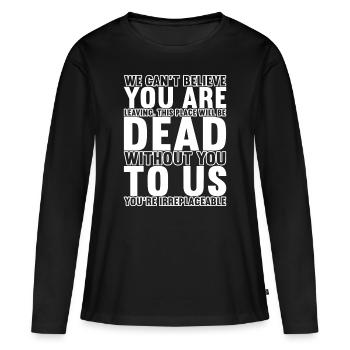 Cadeau d’adieu collègues Changement d’emploi - T-shirt manches longues Premium bio Femme - noir - Devant - Julia (174cm)