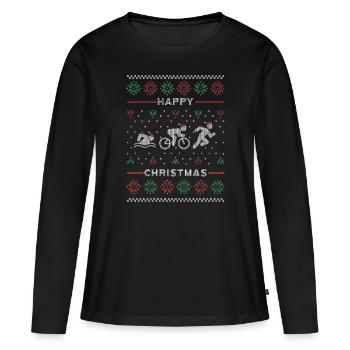 Triathlon Ugly Christmas sweater - Women's Premium Organic Long Sleeve Shirt - black - Front - Julia (174cm)