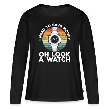 Watch Collecting Vintage Watch Lover Retro Watches - Women's Premium Organic Long Sleeve Shirt - black - Front - Julia (174cm)