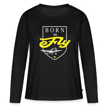 Né pour voler - T-shirt manches longues Premium bio Femme - noir - Devant - Julia (174cm)